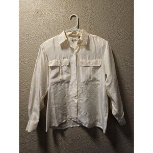 Gs International 100% Silk Womens Long Sleece Button Up Blouse